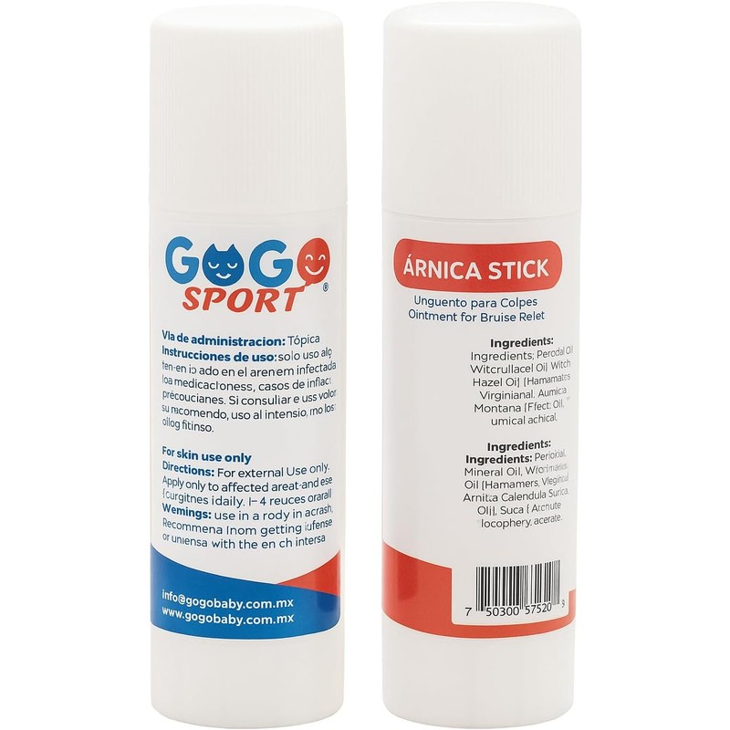 GOGO Sport Arnica Stick, Bálsamo para Golpes y Moretones, Pack