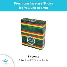 ASK Wholesale Premium Hand-Dipped Incense Sticks - Premium 8 Pack Variety Set, 8 Different Luxurious Exotic Scents, 11" Long (8 Pack, 96 Total Sticks)