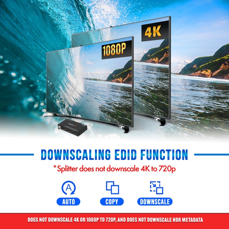 J-Tech Digital HDMI Splitter 1 in 2 Out 4K@60Hz, 1x2