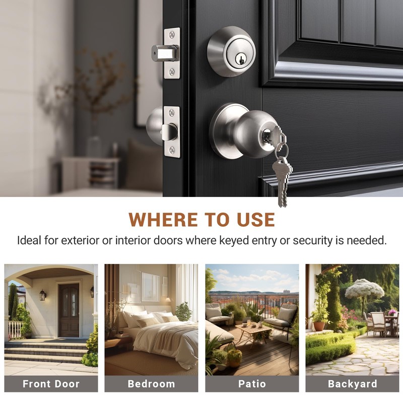 Knobonly 6 Set Keyed Same Entry Door Knob with Single
