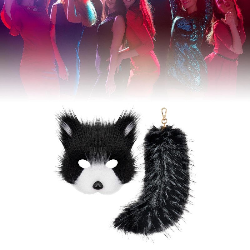 rockible Therian Mask and Tail Furry Tail Keychain Wolf Mask
