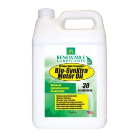 Renewable Lubricants Bio-SynXtra SAE 30 Heavy Duty Super High Performance Motor Oil, 1 Gallon Jug, brown