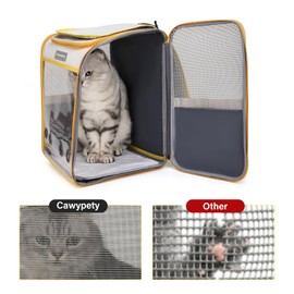 Cawypety Cat Backpack Carrier, Collapsible and Breathability Cat Carrier Large for Cat Under 16 lbs, Dog and Small Pet Carrier Bag Used in Travel, Car