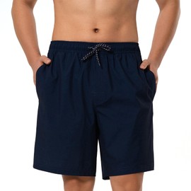 BARRACUDA BAY Mens Swim Trunks Quick-Dry 4-Way Stretch w/Ultra Soft Jersey Lining Premium Eco-Friendly Material UPF 50+, Navy, X-Large