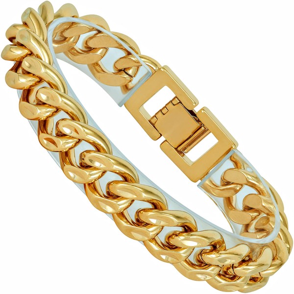 LIFETIME JEWELRY 14mm Diamond Cut Miami Curb Cuban Link Bracelet