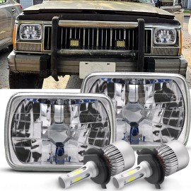 Unbranded For Jeep Cherokee XJ 1984-2001 Pair 5x7" 7x6 LED Headlights Sealed High-Low Beam