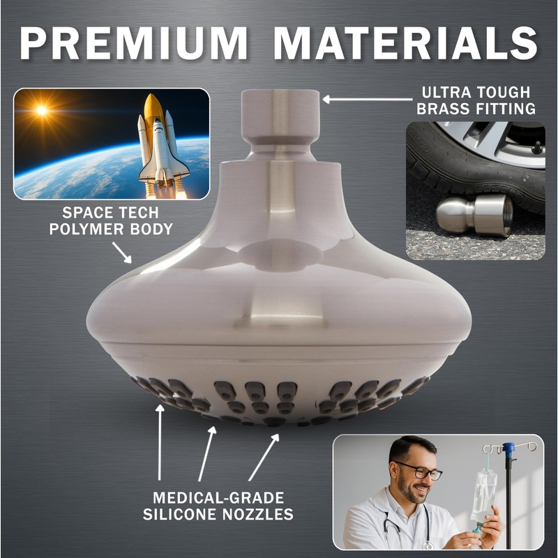 Aqua Elegante Brushed Nickel 1.8 GPM Luxury Shower Head, 6