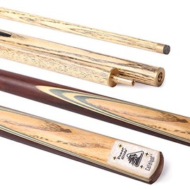 PowerGlide Snooker Cue Stick|Catalyst|Machine-spliced Rosewood Butt with Hand-spliced Ash Front with Blue Veneers|9.5mm Tip|2 Piece with Brass Joint|Assorted Weights|Full Size 57", Natural/Brown