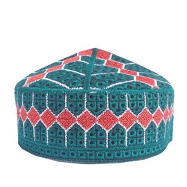 NDA Afghan Men's Kufi Koofi Prayer Cap Party Hats Beanie Designer Topi Skull Cap (Green, 61), X-Large