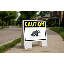 Caution Badger Yellow Folding Coroplast A-Frame with Double-Sided 23in x23in