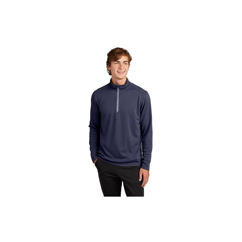 SPORT-TEK Sport-Wick Textured 1/4-Zip Pullover ST860, True Navy, Large