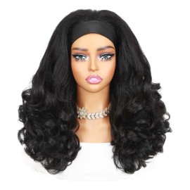 Peluca Afro Larga Rizada Negra FACAIS de Fibra Seda Helada con Brillo Natural