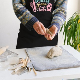 OzosKeiw Funny Baking Aprons for Women, Cute Baking Gifts for Bakers, Cooking Kitchen Aprons with Pockets, Birthday Gifts for Her Mom Daughter Sister