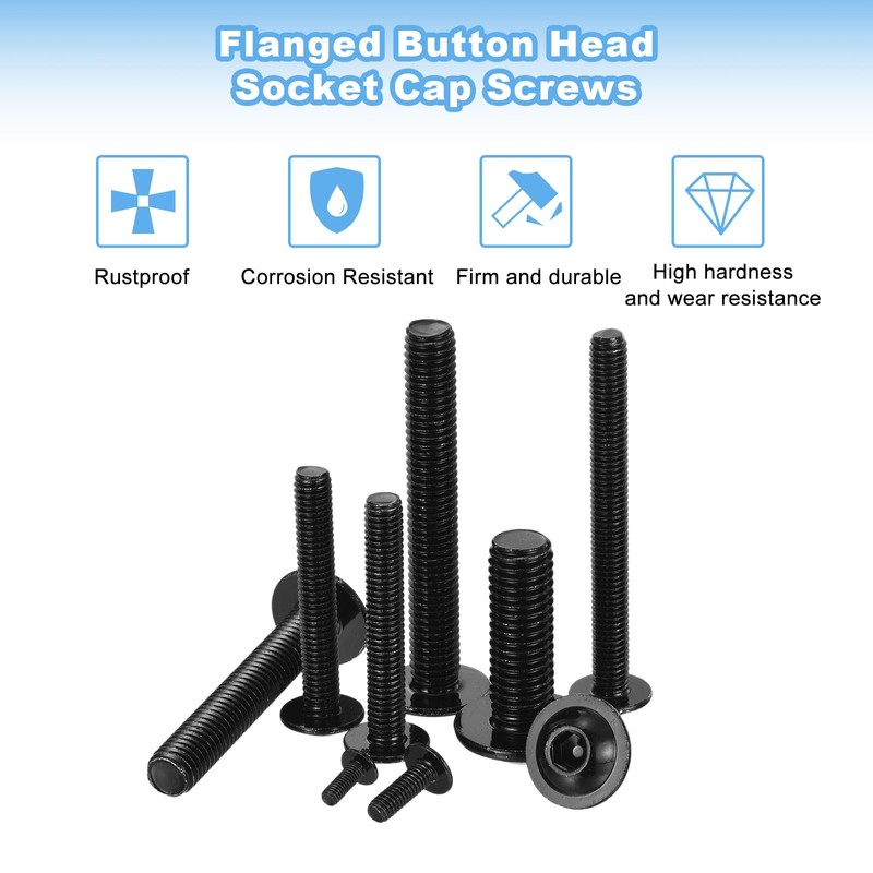 sourcing map 20Pcs M8-1.25x20mm Flanged Button Head Socket Cap Screws,