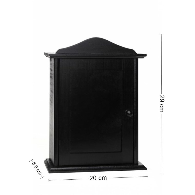 Wooden World Wooden Key Cabinet with Door and 6 Hooks