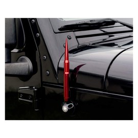 TRUE SPIKE 9 inch RED PENETRATOR Fat Bullet Antenna with Anti-Theft + Copper Coil in Heavy Gauge CNC Machined Billet Aluminum Short Compatible with Jeep Gladiator JT