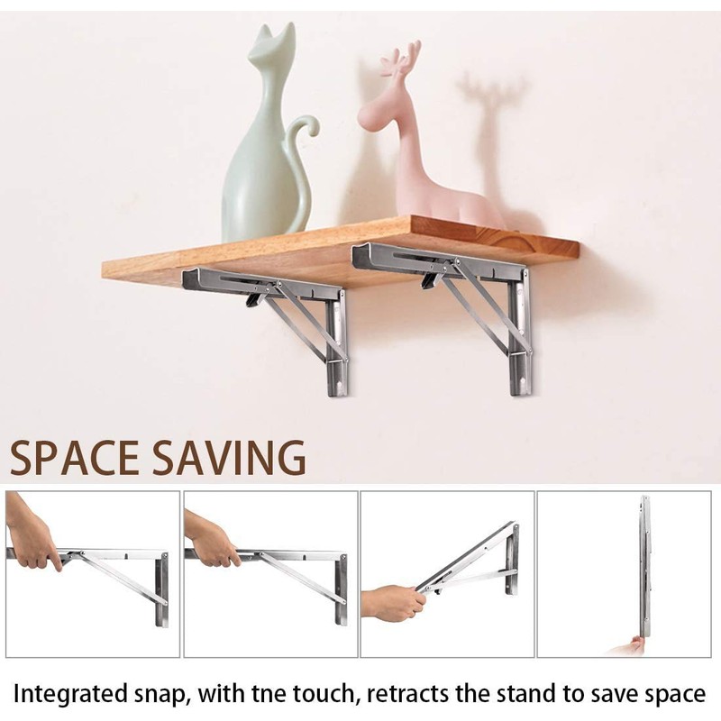Pack of 2 Stainless Steel Folding Console Heavy Duty Shelf