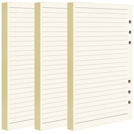 FANDAMEI 3 Pack A5 Refills Paper - 270 Pages/135 Sheets A5 Insert Ruled Lined Paper, 6 Hole Loose Leaf Punched Paper Refill for Diary Notebook, A5 Refillable Planner for School Office Travel