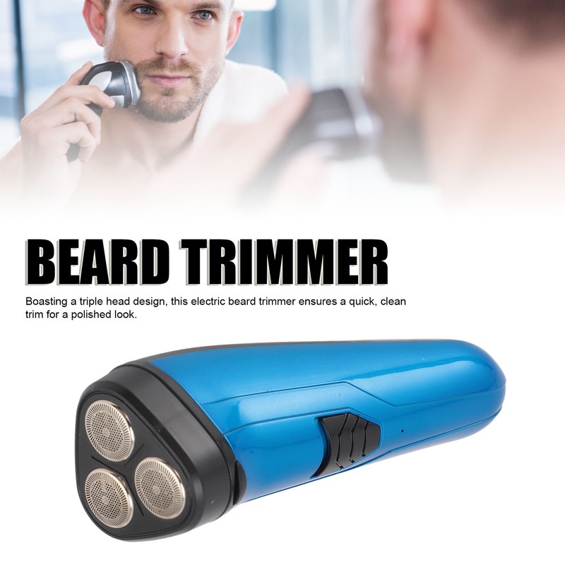 Electric Beard Trimmer 3 Floating Heads Rechargeable Precise Cutting Cordless