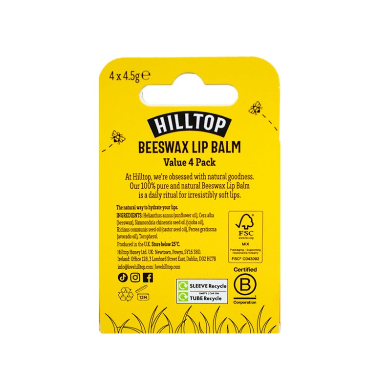 Hilltop Honey - Original Beeswax Lip Balm - Moisturising -