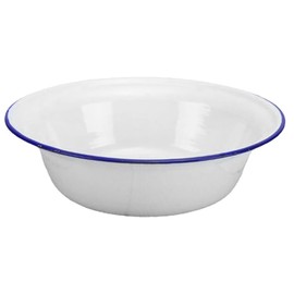 ABOOFAN Enamel Bowl Large Enamel Mixing Bowl Serving Bowl with Blue Rim for Soup, Fruit, Pasta, Salad