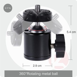 Tripod Mini Ball Head Mount with Removable 1/4" Hot Shoe Adapter 360°Swivel Camera Brackets BallHead Stand Support