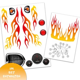 Finest Folia Sticker Set Compatible with Big Bobby Car Classic Sticker for Children's Vehicle, Ride-On Car Toy Car Design Film for Girls Boys R194 (10 Hot Rod)