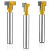 3pcs Keyhole Router Bits Set, 1/4" Shank T Slot Cutter