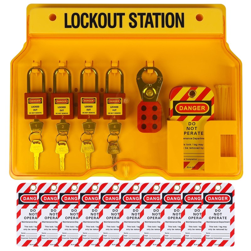 BULANGDI Lockout Tagout Kits,Electrical Security 27Pack Lock Kit,Lockout Station With