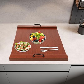 Wood Noodle Board Stove Cover for Gas & Electric Stoves,30"x22" Wooden Stove Top Cover with Handles,Stove Top Covers for Counter Space & Decorative Tray (Brown)