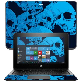MightySkins Skin Compatible With HP ProBook x360 11" (2017) wrap cover sticker skins Blue Skulls