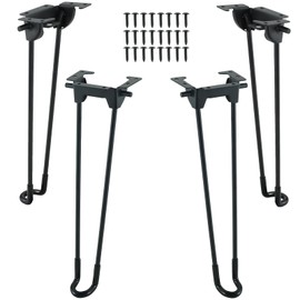 AMGSH Folding Hairpin Table Legs 12.6" / 320 mm, 4PCS DIY Furniture Legs, Heavy Duty Foldable Metal for Coffee End Bench Side Laptop Mini Desk With 24 Screws, Black