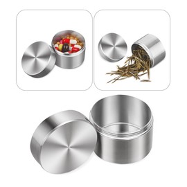 Torchesy Odour-proof tin, sealing box, stainless steel cans with lid, tea leaf canister container, mini portable box for home, office, on the go for pills, herbs and spices (1 x M)