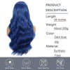 Blau Perücke Lange wellige Perücken für Frauen, Mittelteil flauschige lockige