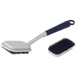 Beldray Deep Dish Handheld Washing Up Brush, Soft Rubber Bristles for Scratch-Free, Ideal for All Surfaces, Precision Cleaning, Hanging Loop for Easy Storage, LA032814FEU7, Bleu Navy, One Size