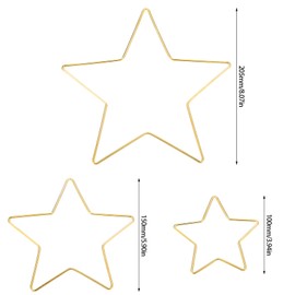 Pack of 12 for Crafts, 10 cm, 15 cm, 20 cm, Round DIY Wire Rings for Crafts, Gold Metal Decorative Rings for Dream Catcher, Ring, Macrame Ring, Craft, Flower Wreath, Floristry Rings (Five-Pointed