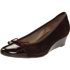 French Sole FS/NY Women's Diverse Wedge Pump, Brown Patent/Suede, 11 M US