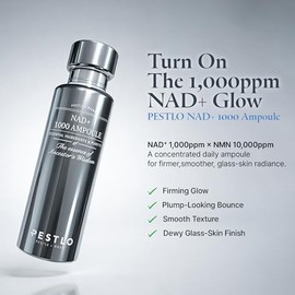 PESTLO NAD+ 1000 Ampoule (1.69 fl oz.) - Korean Face Serum with NAD+ 1,000 ppm, NMN 10,000 ppm, T3 Baby Collagen, Resveratrol and Vegan Lacto Ferments