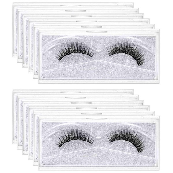 Healthcom 10 Pieces Empty Clear Eyelash Case Glitter Paper Plastic Eyelash Packaging Box False Eyelashes Storage Box with Tray Mink Lash Box Eye Makeup Tool Cosmetic Container for Women Girl(Silver)