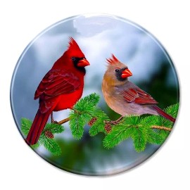 Fashion Jewelry RED BROWN CARDINALS BIRDS TREE Pendant On 20" Chain 925 Sterling Silver Necklace