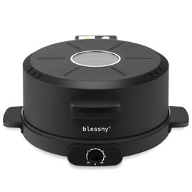 blessny 12"" Arabic Bread Maker Machine, Upgrade 2 in 1 Electric Pizza or Pita Making Oven for Home, 1800W with 110V US Plug and Temperature Adjust, Black, BL-AT30D