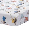 Bedtime Originals Construction Zone Baby Polyester Fitted Crib/Toddler Sheet- White/Trucks