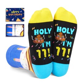 HAPPYPOP 11th Birthday Gifts Ideas Socks - Socks for Kids Age 11, Presents for 11 Year Olds, Gifts for Tween Girls Boys