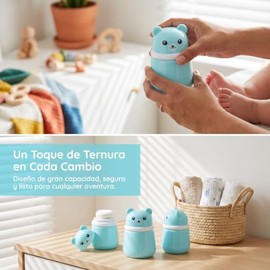 Caja De Polveras De Dibujos Animados En Forma De Oso Estuche Para Talco De Bebé Con Borla Recipiente Vacío Para Polvos Portátil Para Uso En Casa Y... 