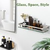 Alise Bathroom Glass Shelf with Stainless Steel Railing, Brushed Nickel