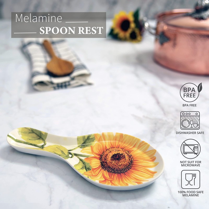 UPware Sunflower Melamine Spoon Rest, Cooking Spoon Holder for Stove