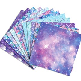 24Bögen Doppelseitiges Meerjungfrau Scrapbook Papier, Designpapier Motivpapier für Scrapbooking, Basteln, DIY Karten, Einladungen, Origami, Journaling, Dekoration, Hintergrundpapier, PartyDeko 30x30cm