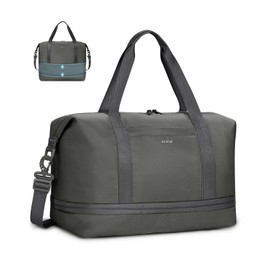 ECOHUB for Ryanair Cabin Bags 40x20x25, Expandable Underseat Hand Luggage Bag, Foldable Carry On Bag with Removable Wet Pocket, Water-Resistant Overnight Hospital Weekend Bag for Women (Green)