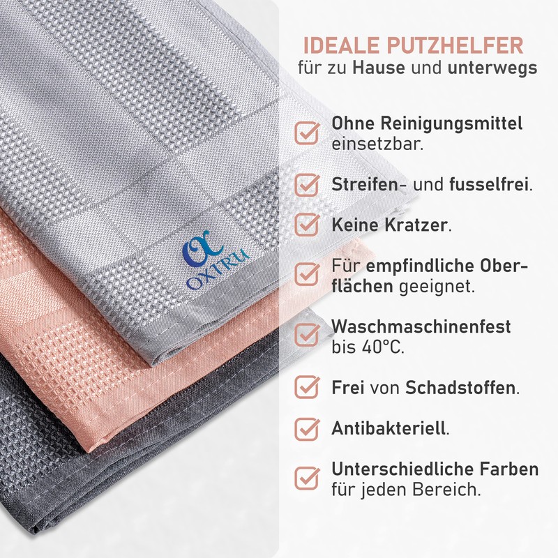 OXIRU Microfibre Cloths 40 x 60 cm Set for Car