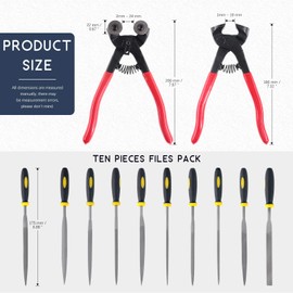 Hilitchi 12Pcs Heavy Duty Stained Glass Tools Mosaic Tools Wheeled Glass Tile Nipper and Cutter Pliers and Diamond Coated Handle Grinding Tool Kit